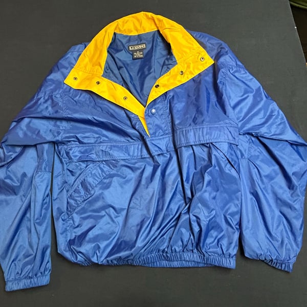La Loving Windbreaker Jacket Size M Blue Yellow Nylon Pullover