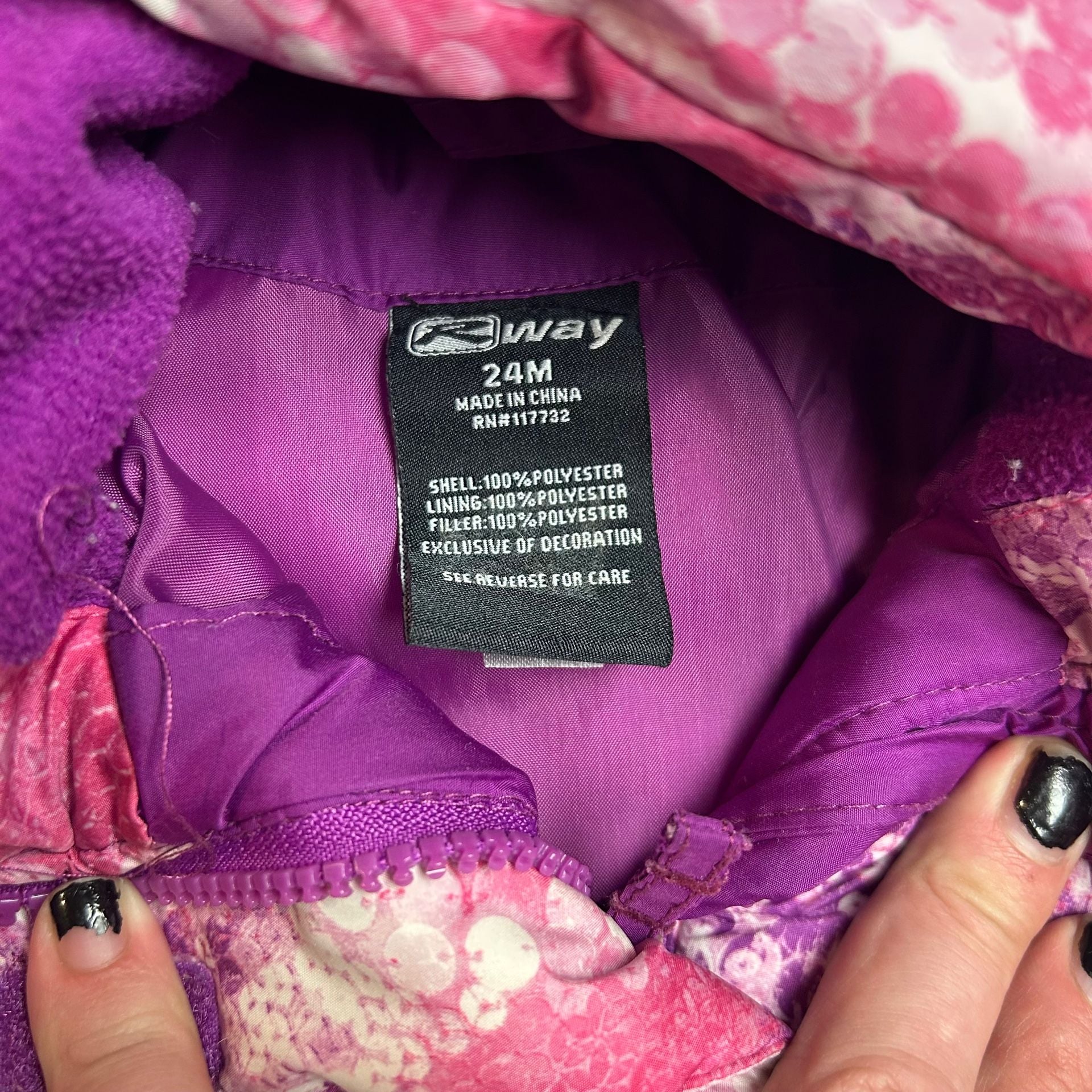 Freeway Winter Puffer Jacket Size 24M Pink Purple Hooded Girls 3