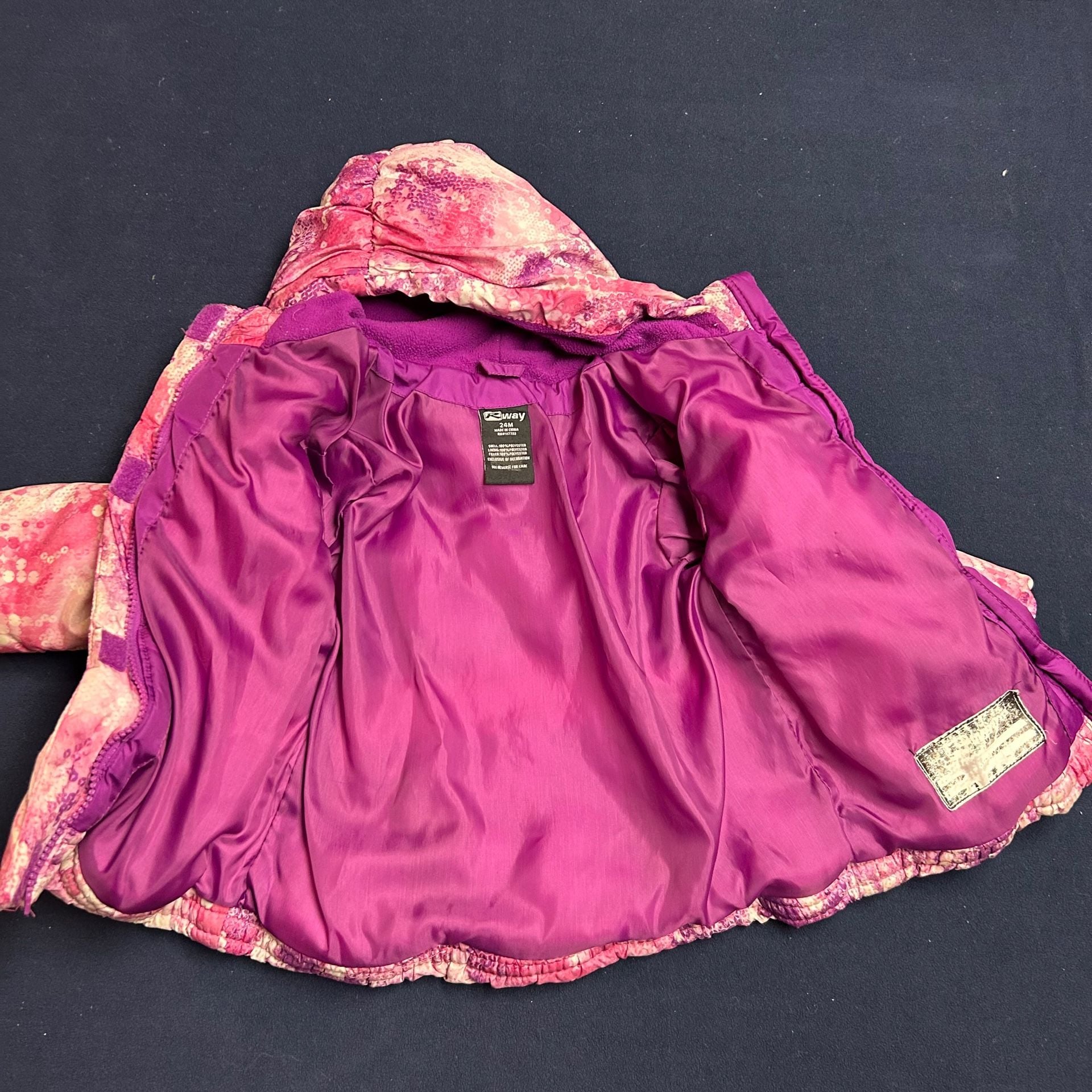 Freeway Winter Puffer Jacket Size 24M Pink Purple Hooded Girls 4