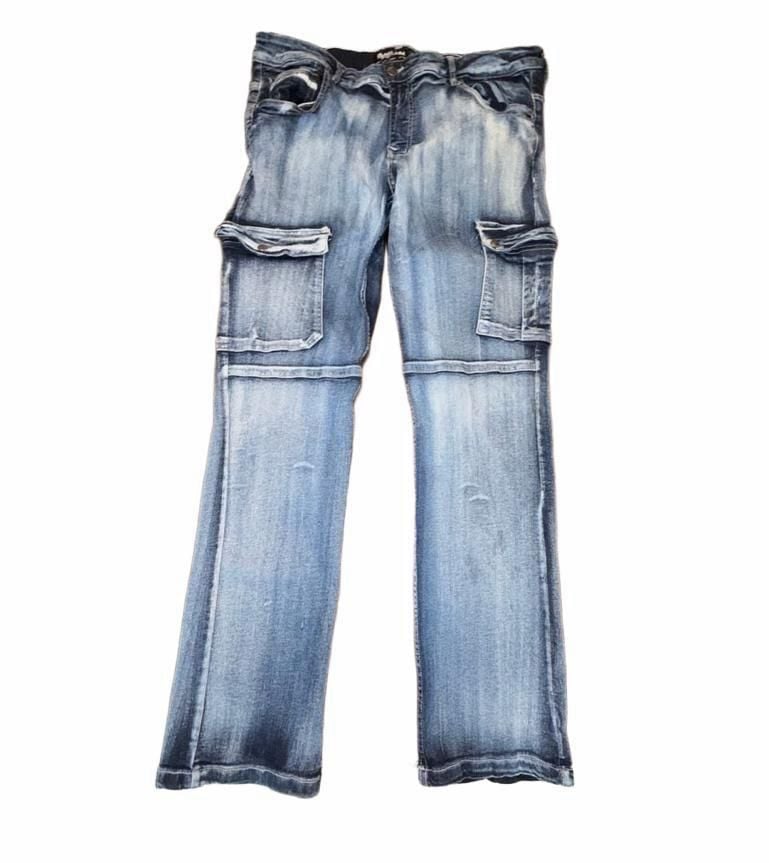 Y2K Cargo Ecko Unltd Denim Pants Blue Acid Wash Grunge Skinny 2