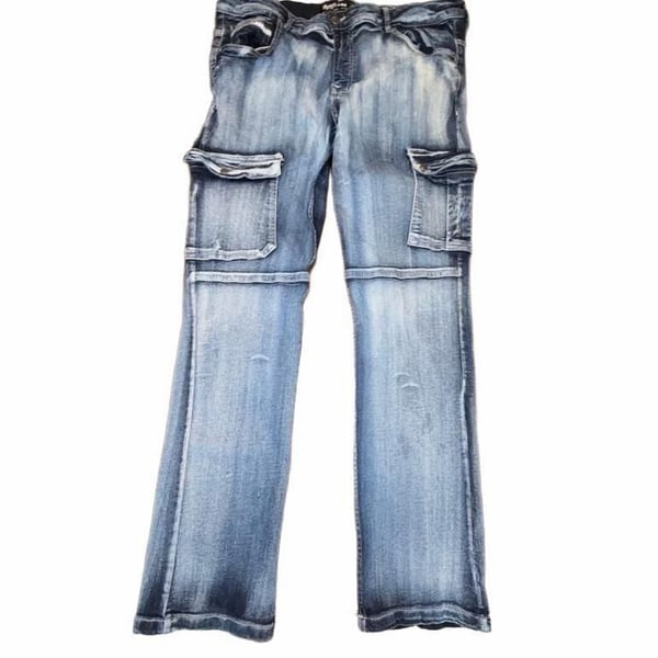 Y2K Cargo Ecko Unltd Denim Pants Blue Acid Wash Grunge Skinny