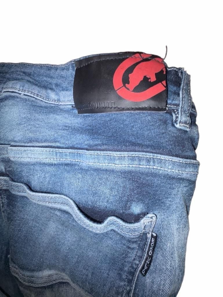 Y2K Cargo Ecko Unltd Denim Pants Blue Acid Wash Grunge Skinny 9