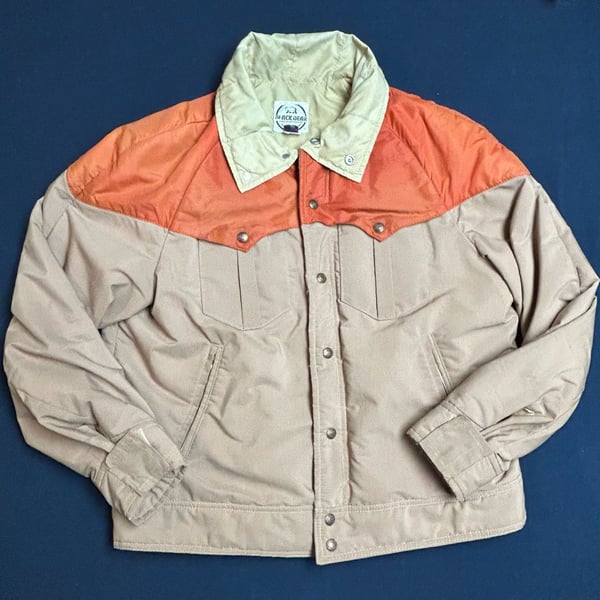 Black Bear Western Puffer Jacket Size 38 Tan Orange Vintage