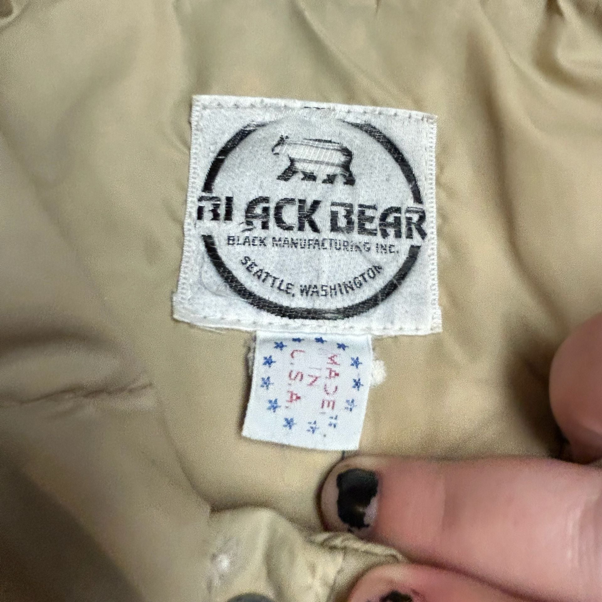 Black Bear Western Puffer Jacket Size 38 Tan Orange Vintage 3