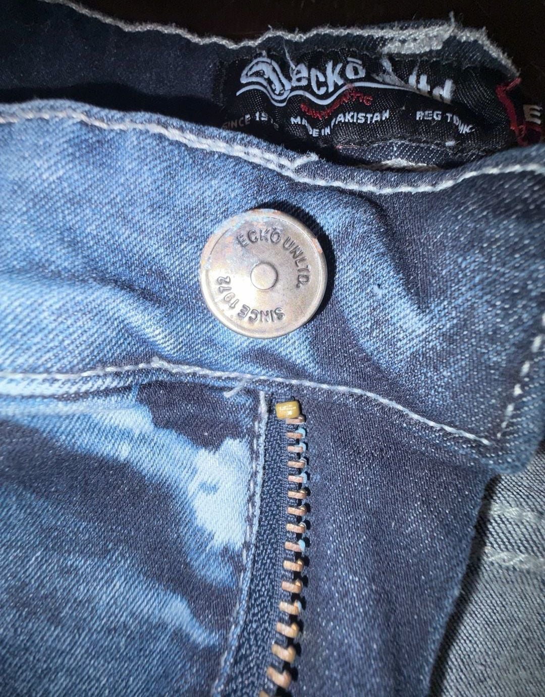 Y2K Cargo Ecko Unltd Denim Pants Blue Acid Wash Grunge Skinny 10