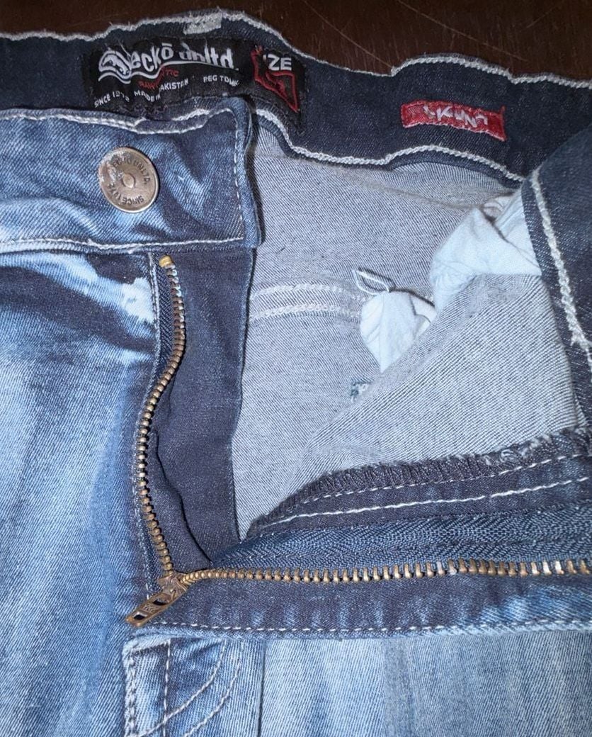 Y2K Cargo Ecko Unltd Denim Pants Blue Acid Wash Grunge Skinny 4