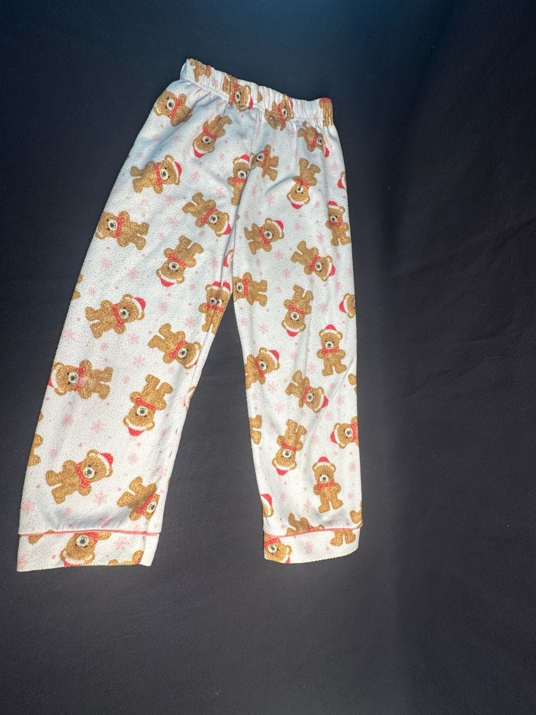 PJ's & Presents Christmas Pajama Set Size 5/6 Fleece Teddy Bear Santa Hat 4