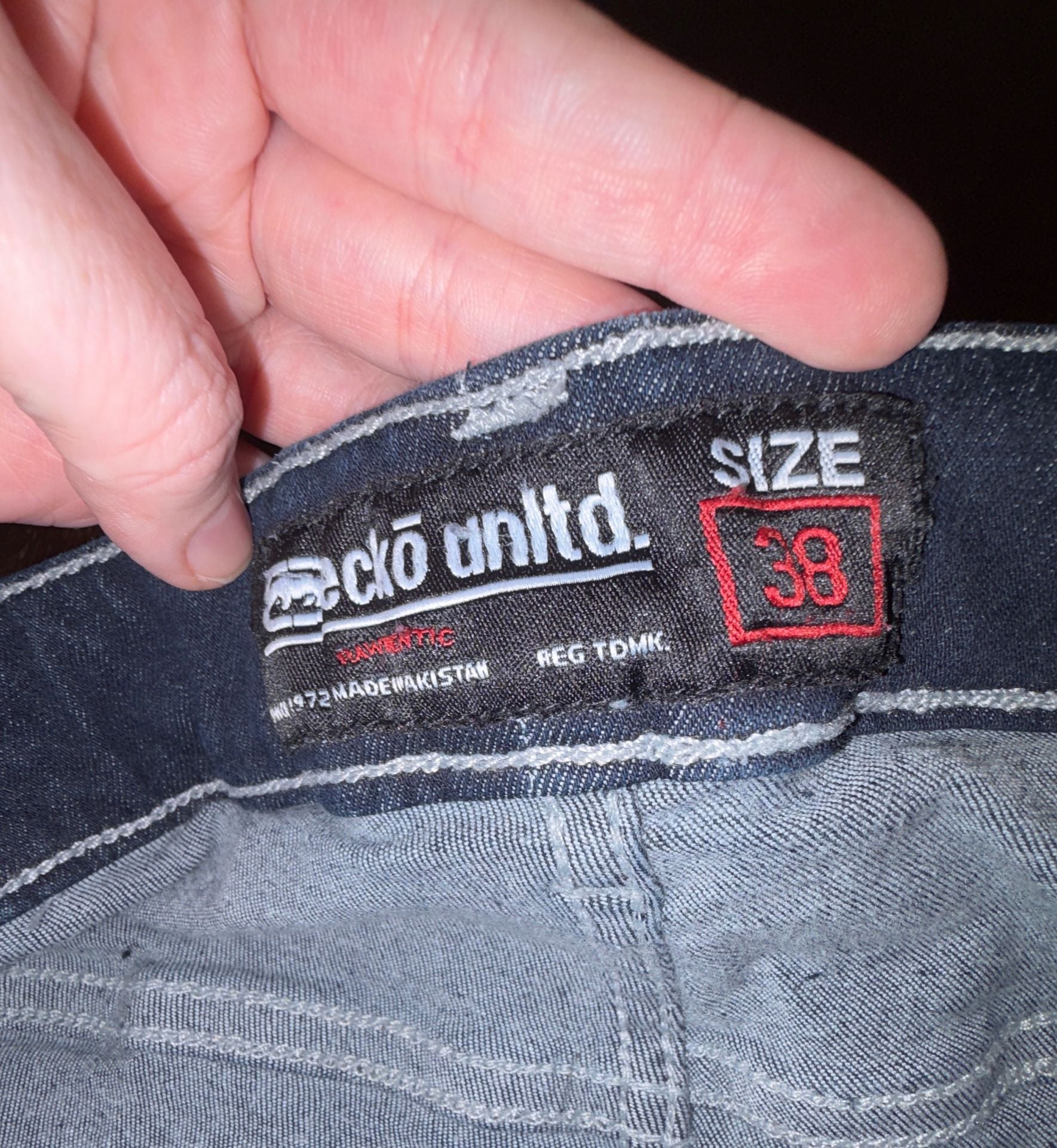Y2K Cargo Ecko Unltd Denim Pants Blue Acid Wash Grunge Skinny 11