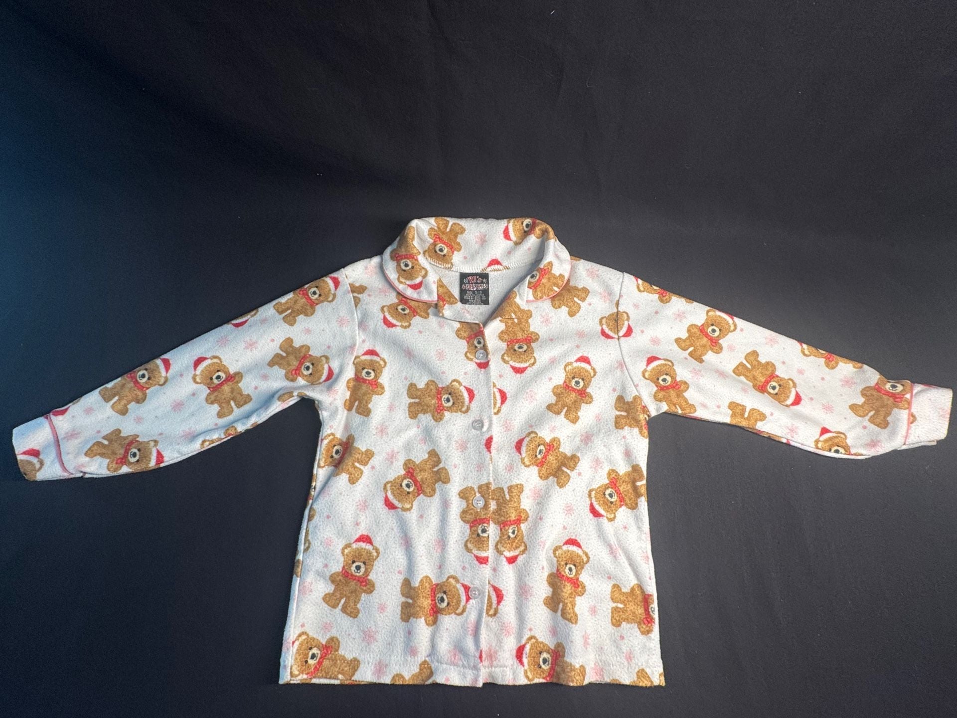 PJ's & Presents Christmas Pajama Set Size 5/6 Fleece Teddy Bear Santa Hat 2