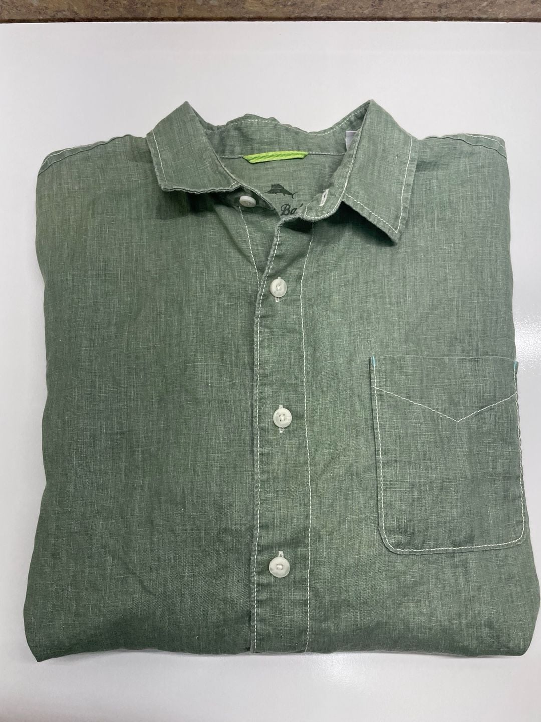 Tommy Bahama Button-Down Shirt Size XLT Green Linen 2