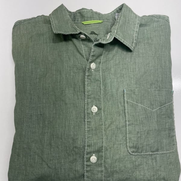 Tommy Bahama Button-Down Shirt Size XLT Green Linen