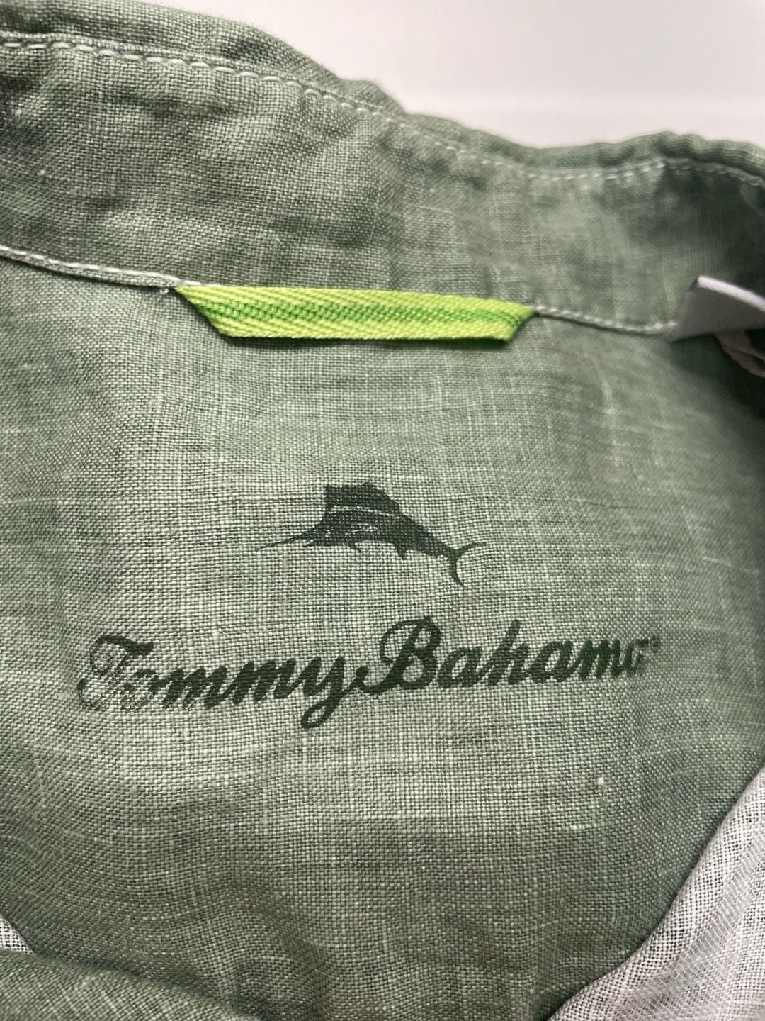 Tommy Bahama Button-Down Shirt Size XLT Green Linen 3