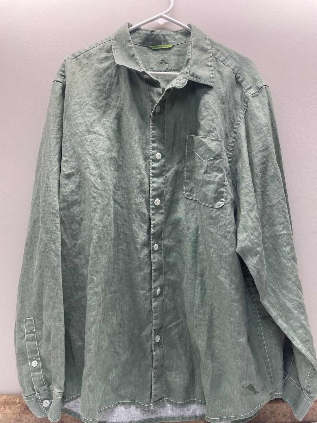 Tommy Bahama Button-Down Shirt Size XLT Green Linen 4