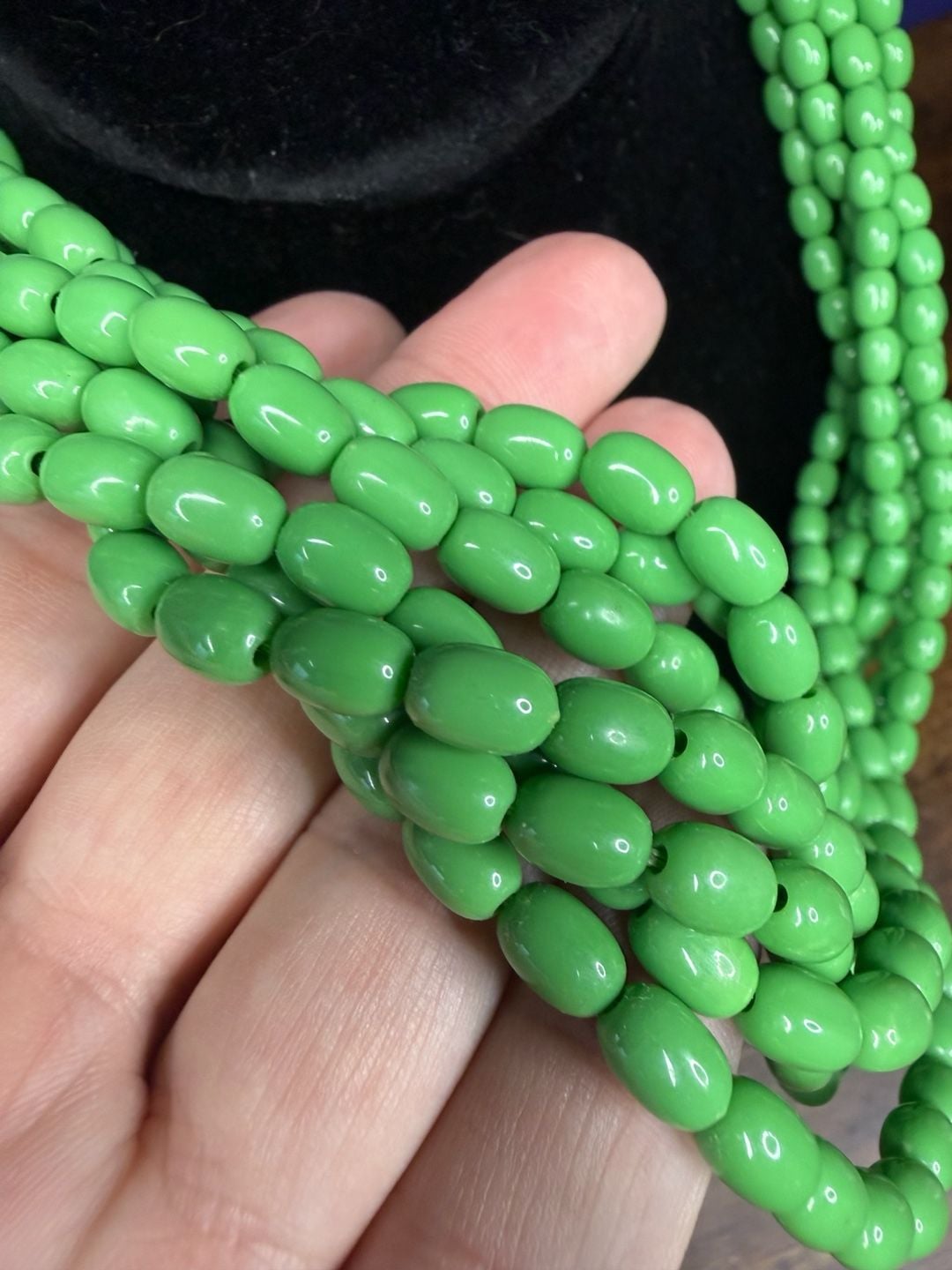 Talbots Chunky Lime Green Multi Strand Beaded Statement Necklace 3