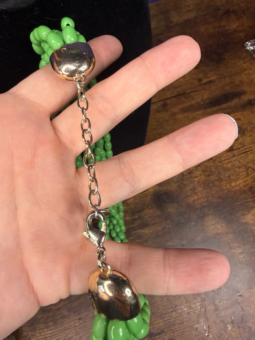 Talbots Chunky Lime Green Multi Strand Beaded Statement Necklace 4