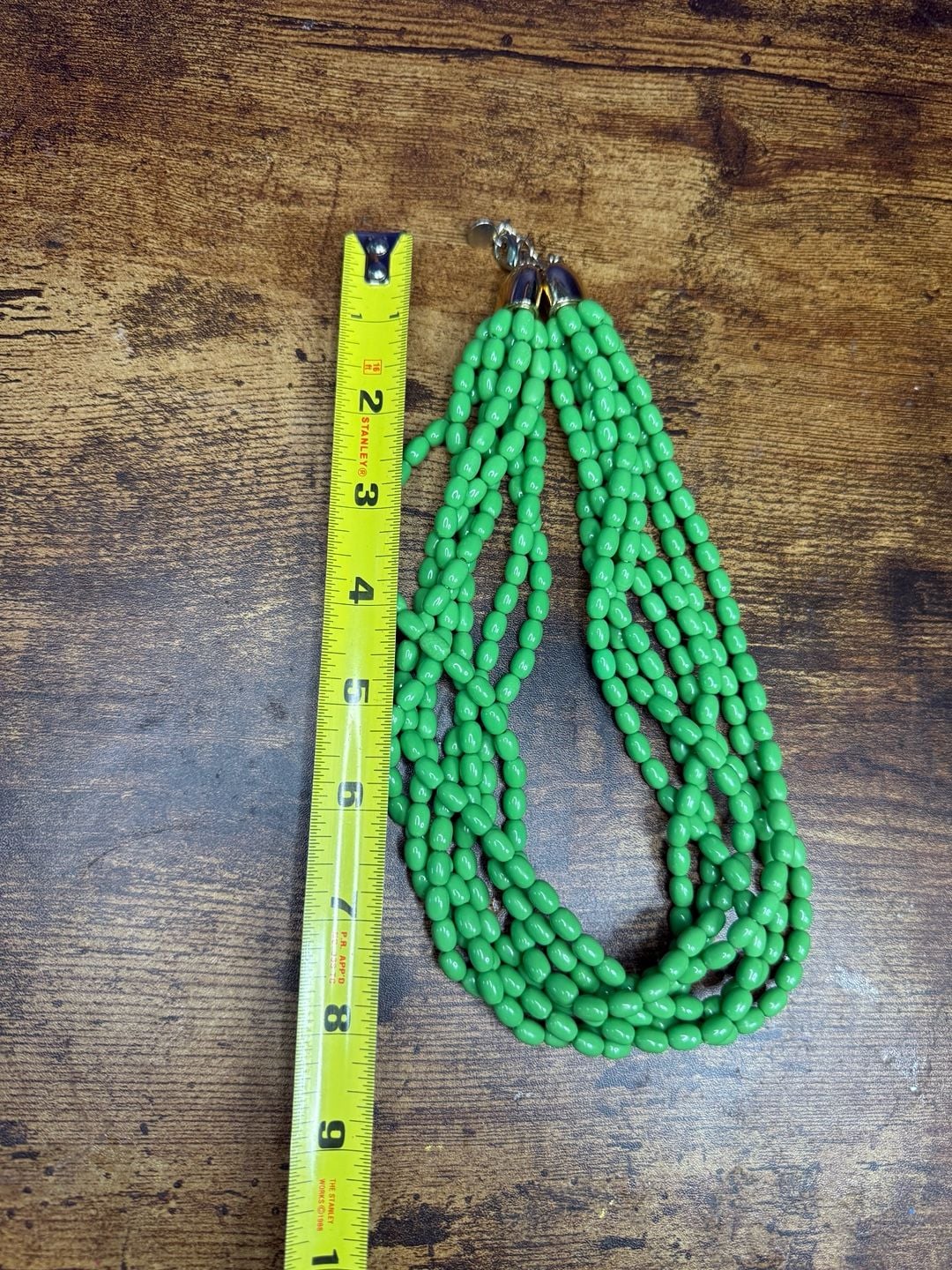 Talbots Chunky Lime Green Multi Strand Beaded Statement Necklace 6
