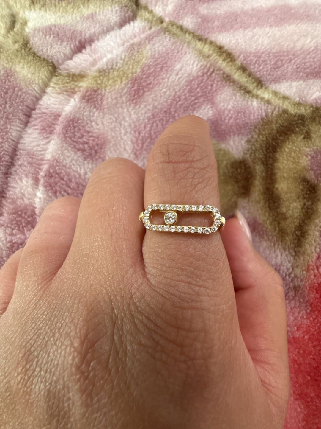 Messika Move Uno Pave Diamond Ring Size 7.5 Yellow Gold 18 K Italy 2.70gram 2