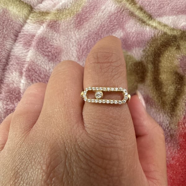 Messika Move Uno Pave Diamond Ring Size 7.5 Yellow Gold 18 K Italy 2.70gram