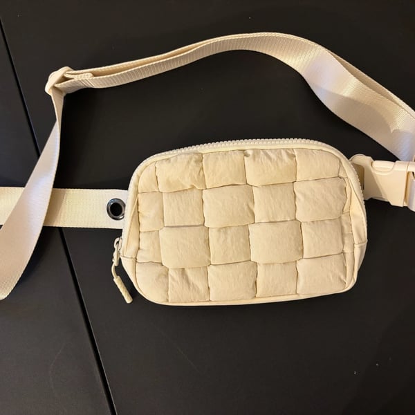 Iris & rainbow Quilted Puffer Bag Beige Nylon Crossbody Fanny Pack