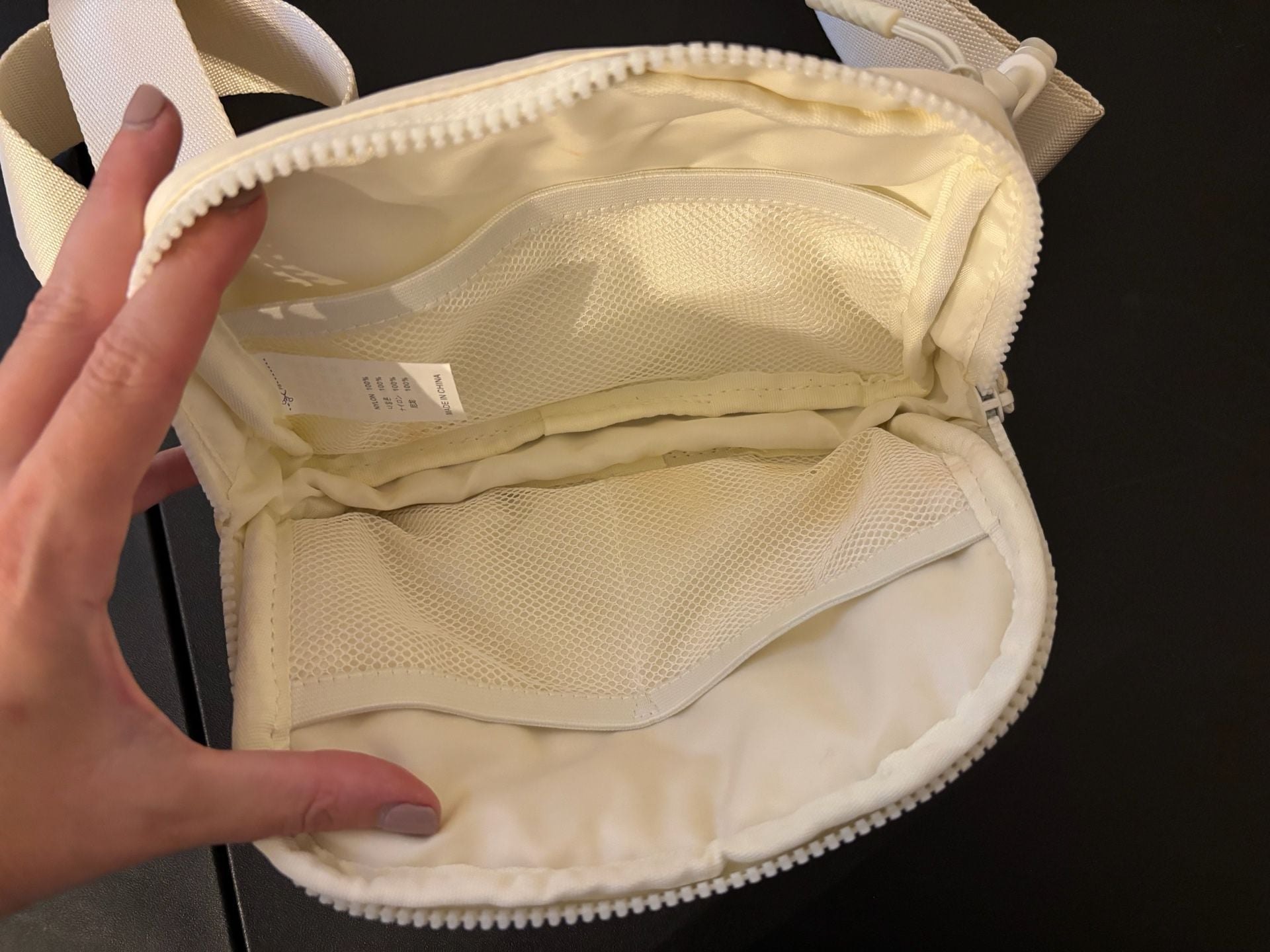 Iris & rainbow Quilted Puffer Bag Beige Nylon Crossbody Fanny Pack 4