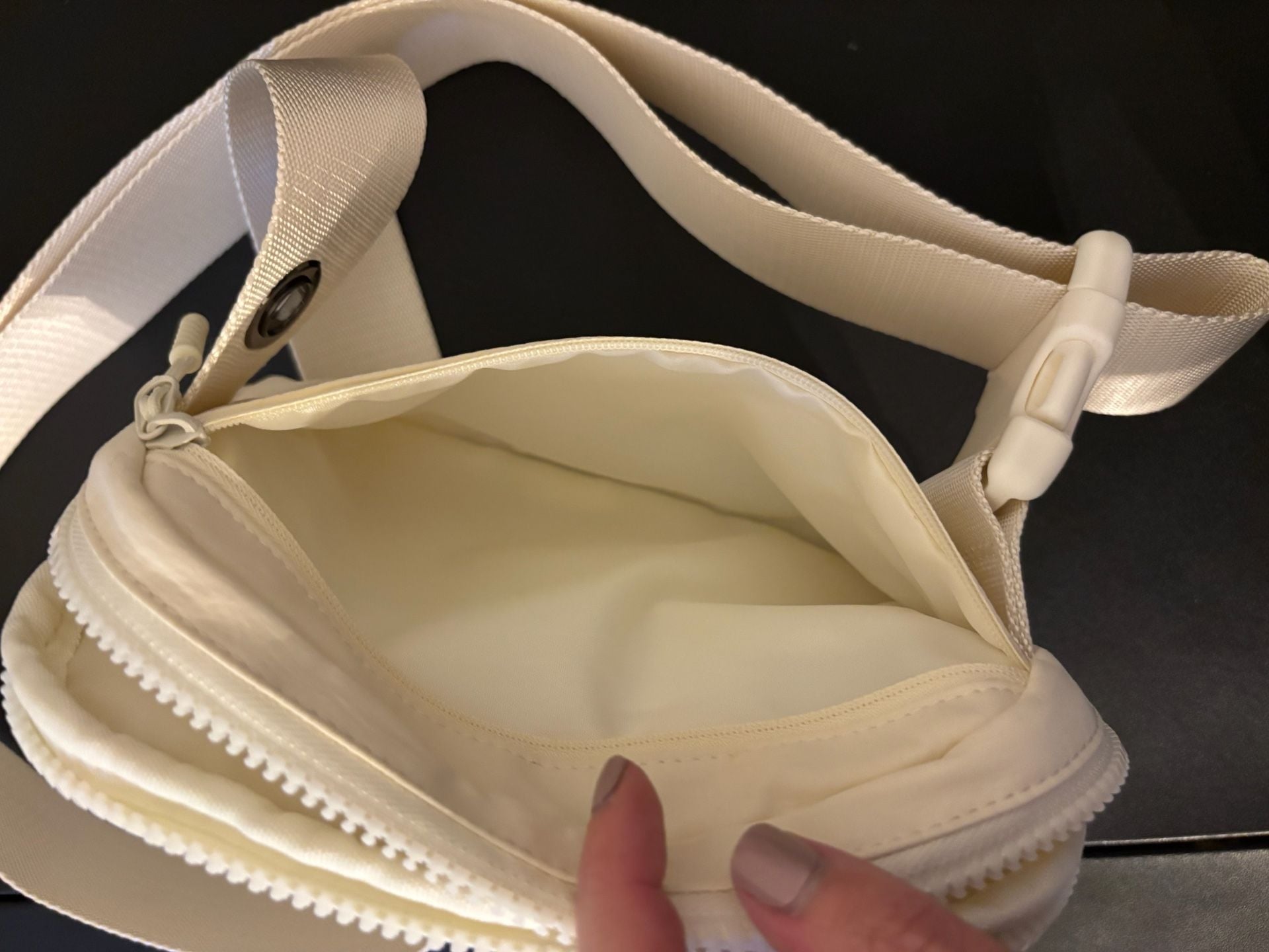 Iris & rainbow Quilted Puffer Bag Beige Nylon Crossbody Fanny Pack 5