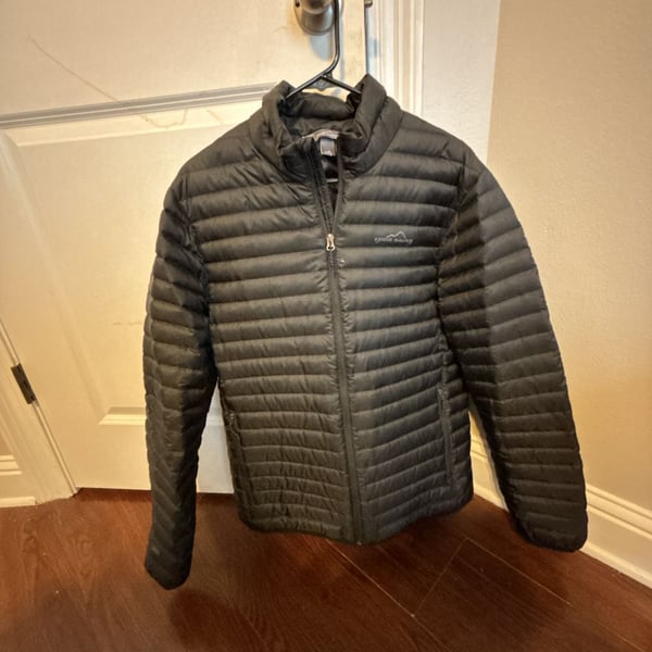 Eddie Bauer 650 Down Puffer Jacket Size M Black Full-Zip