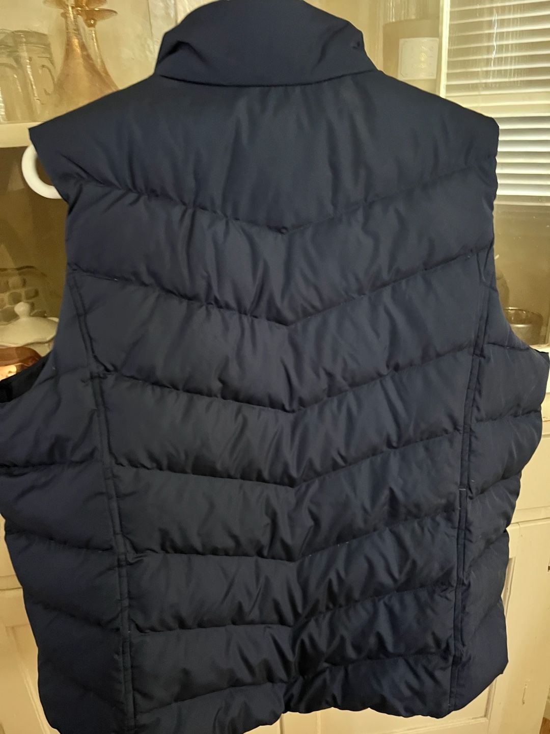 Women’s Lands' End Puffer Vest Size 1X Navy Blue Quilted Full Zip Stand Collar 3