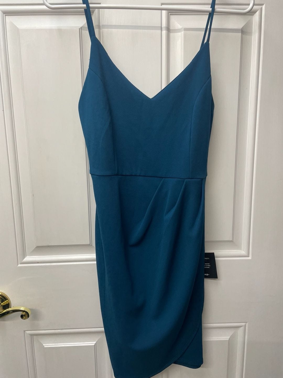 Lulus Sleeveless V-Neck Bodycon Midi Dress Teal Blue 2