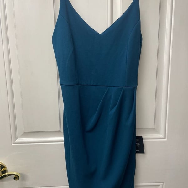Lulus Sleeveless V-Neck Bodycon Midi Dress Teal Blue