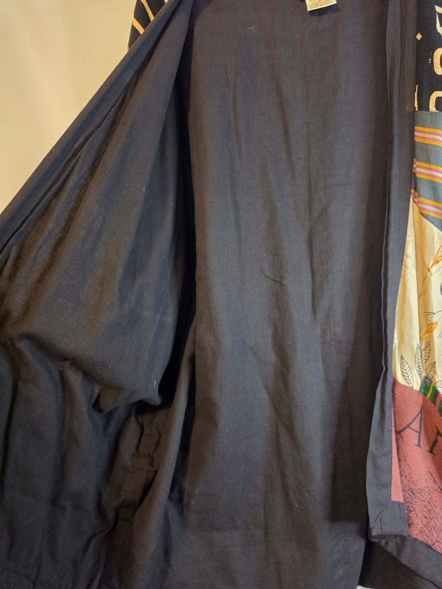 Vintage Rare Handcrafted AS-HRO Africa Map Kimono Size 13 Extra Large Black 10