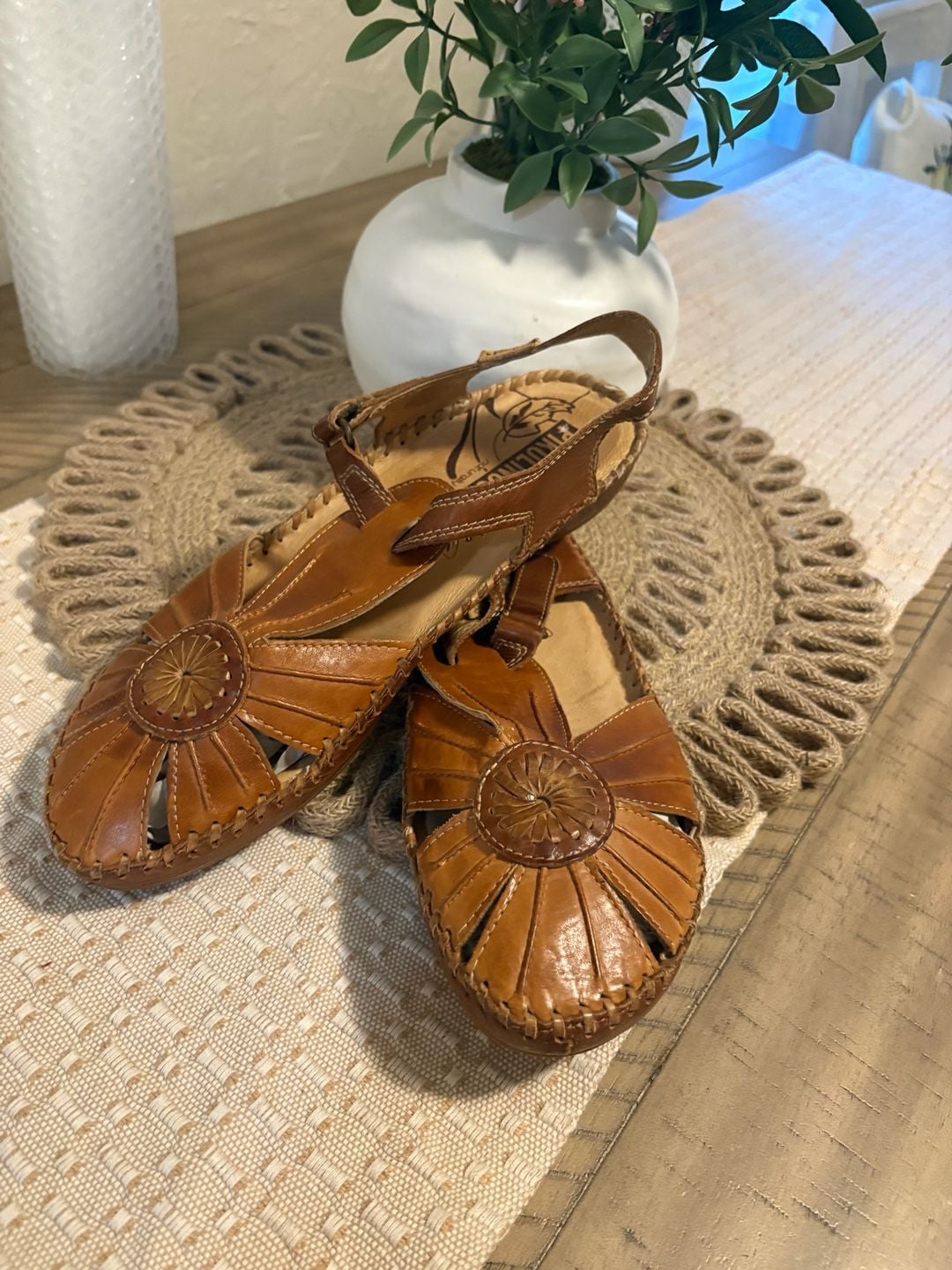 Pikolinos Puerto Vallarta Leather Sandals Brandy Brown Size 39 2