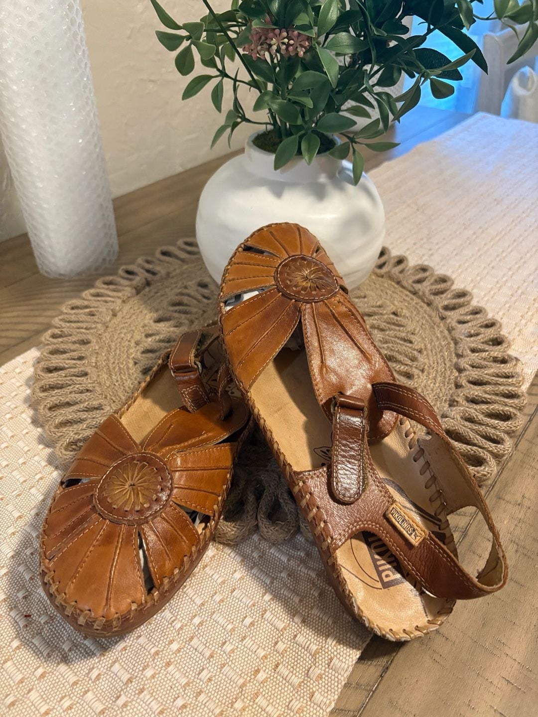 Pikolinos Puerto Vallarta Leather Sandals Brandy Brown Size 39 6