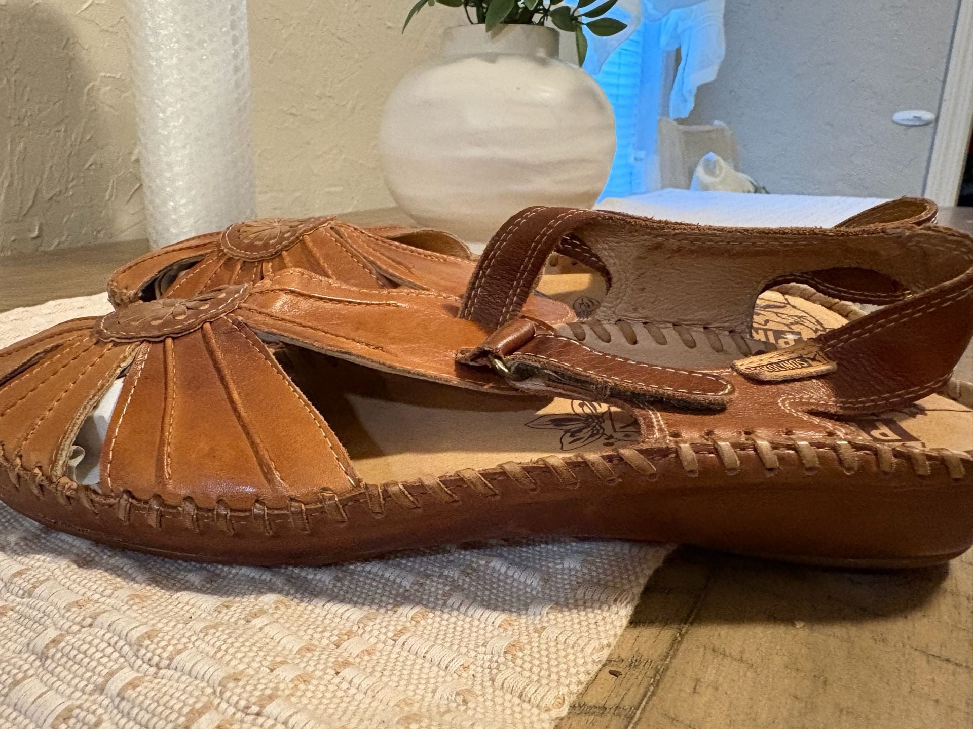 Pikolinos Puerto Vallarta Leather Sandals Brandy Brown Size 39 7