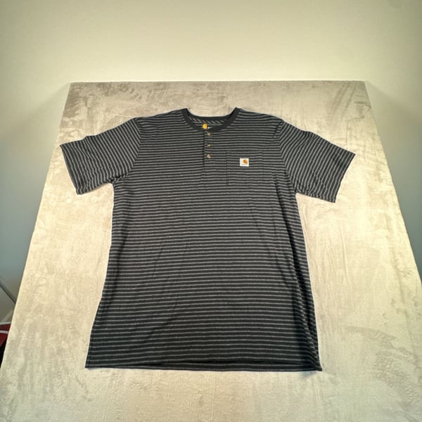 Carhartt Workwear Pocket Henley T-Shirt Size XL Tall Black Gray Striped