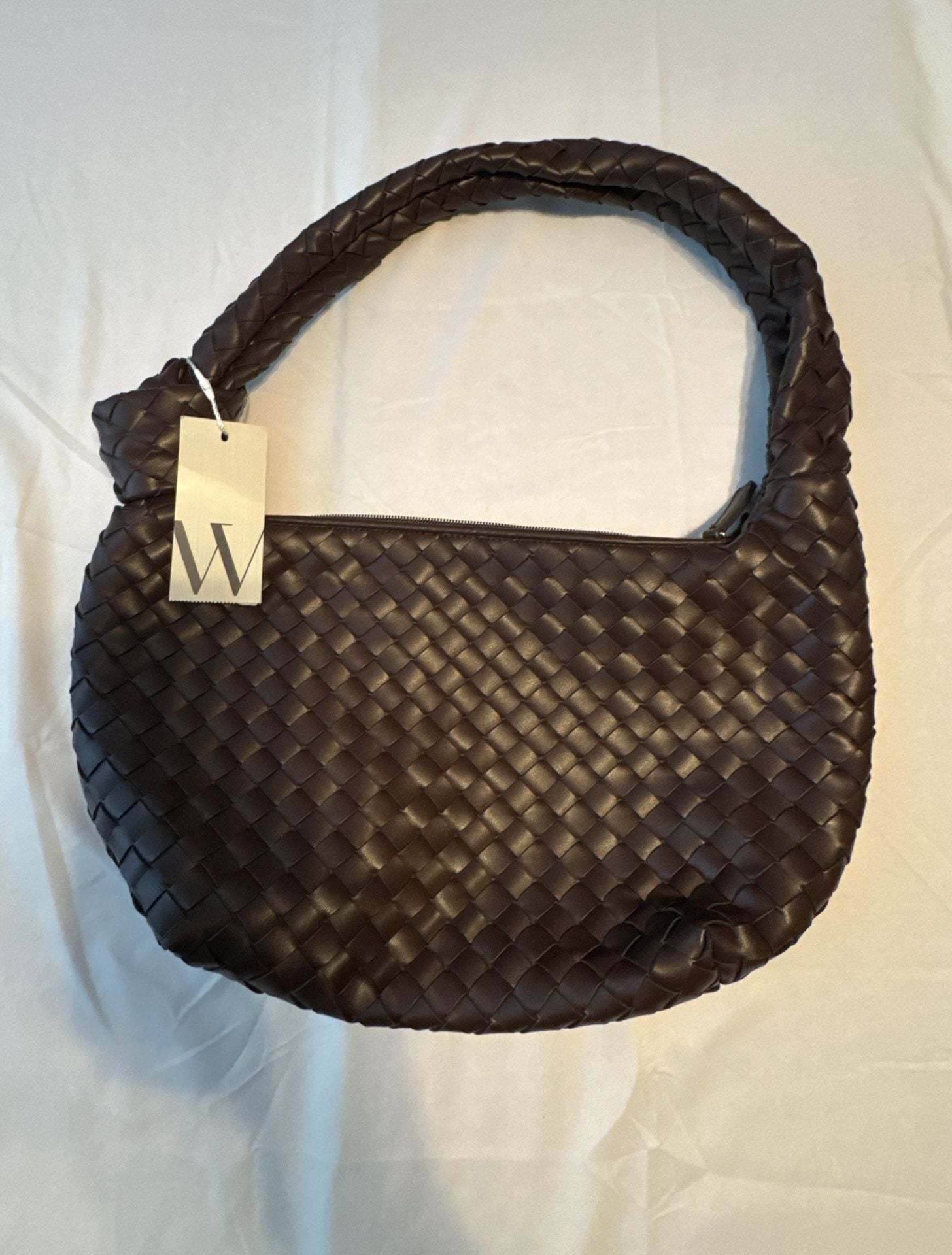 Melie Bianco Willow Woven Bag Espresso Brown Vegan Leather 2