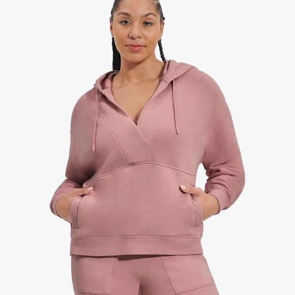 UGG Adryann Hoodie Size M Pink Fleece Pullover Sweatshirt