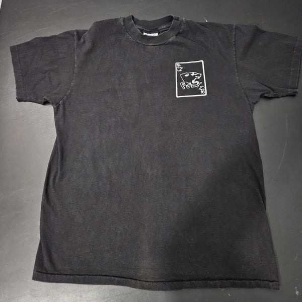 Hanes Poly 94 Graphic T-Shirt Size L Black Vtg 90s Single Stitch double-sided