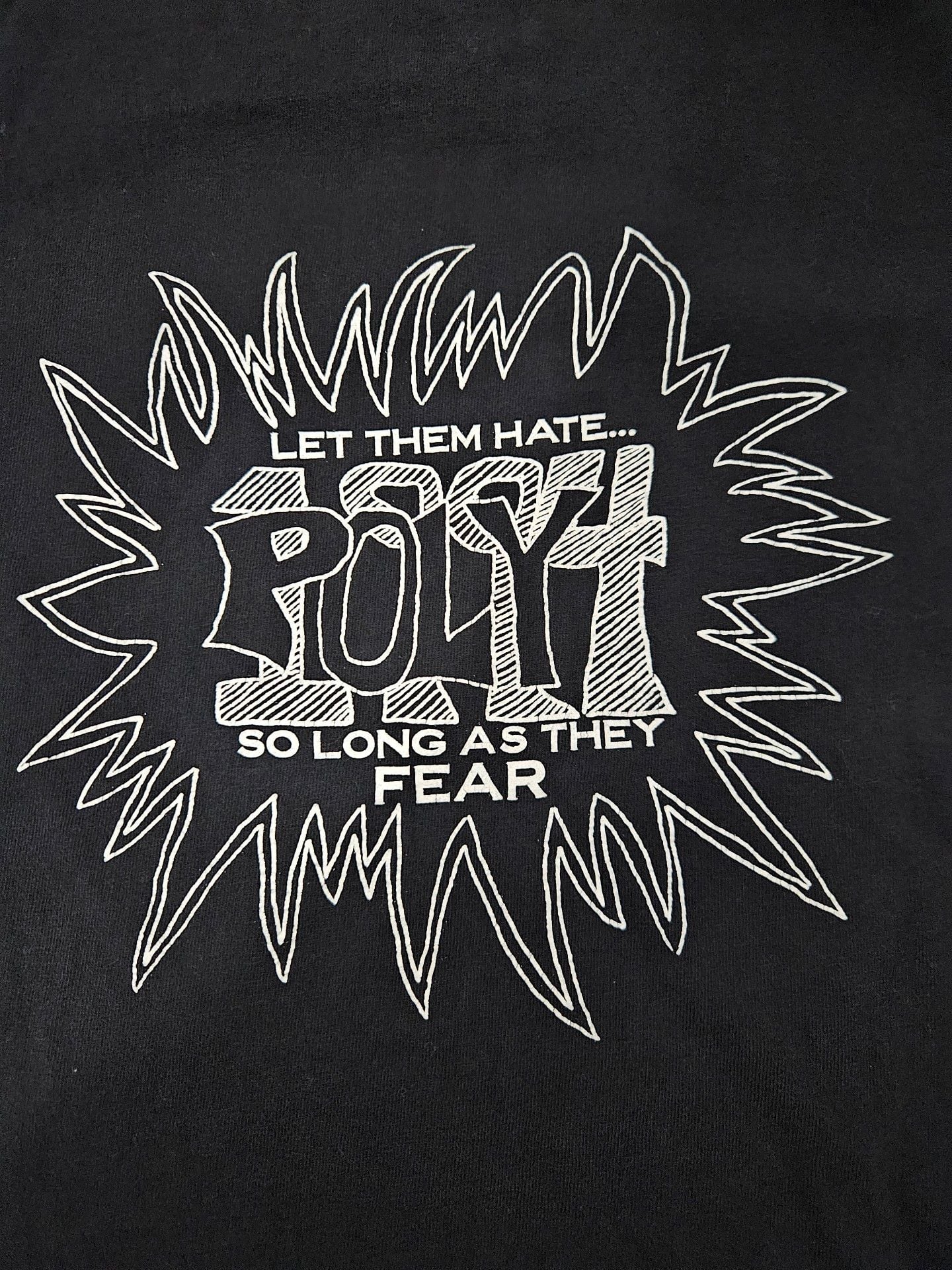 Hanes Poly 94 Graphic T-Shirt Size L Black Vtg 90s Single Stitch double-sided  9