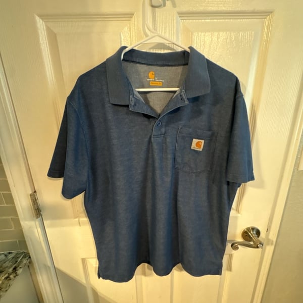 Carhartt Polo Shirt Size L Blue Original Fit Short Sleeve Pocket