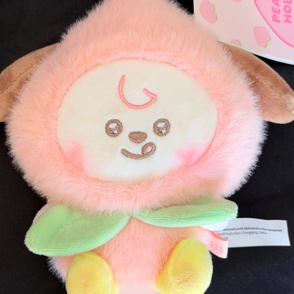 BT21 Peach Fluffy Plush Keyring Keychain Bag charm Chimmy BTS Jimin