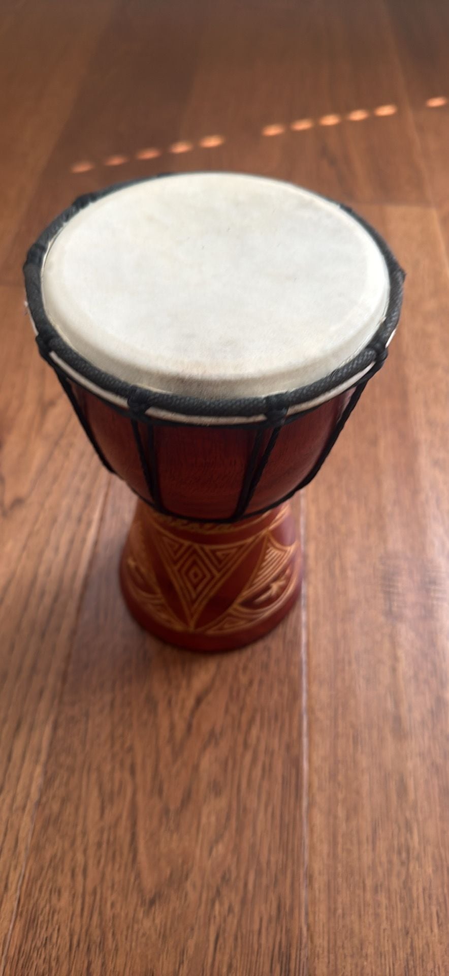 Handmade Wooden Carved Djembe Drum Rope Tuned Goat Skin Hand Drum Brown 1