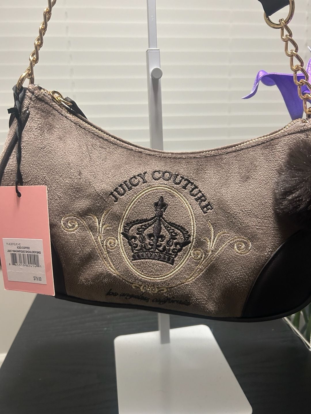 Juicy Couture Juicy Magnifique Shoulder Bag Iced Coffee Velour 3