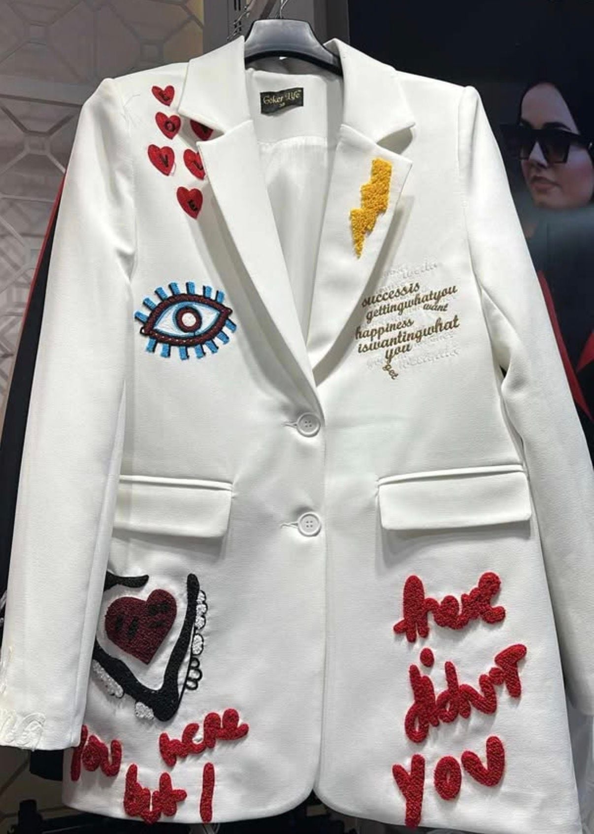 Göker Life Embroidered Blazer Size 44 White made in Turkey Embroidered Patchwork 2