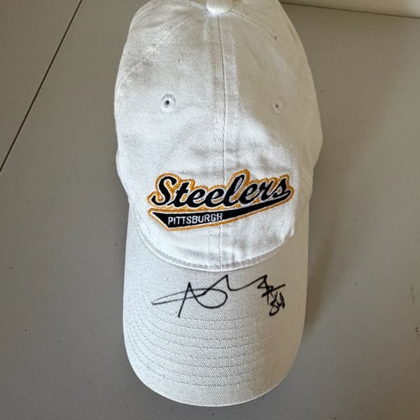 Pittsburgh Steelers Script Adjustable Cap White Signed Autographed Antonio Brown