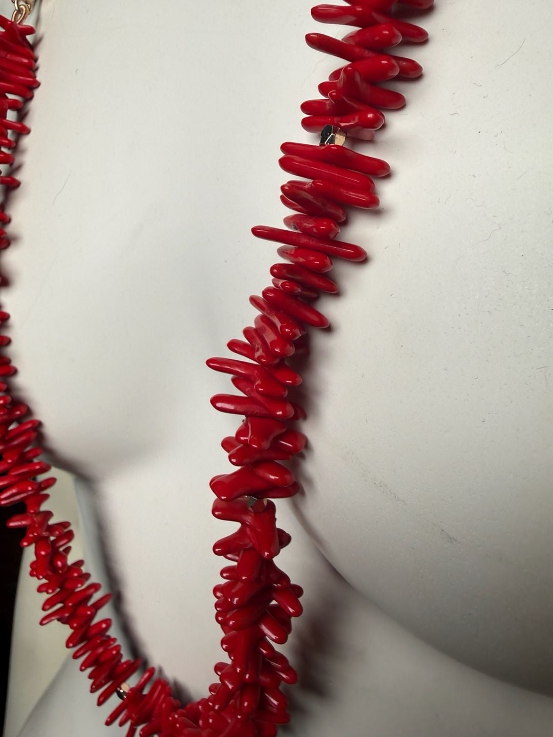 Talbots Gold Tone Red Faux Coral Starburst Long Necklace 4