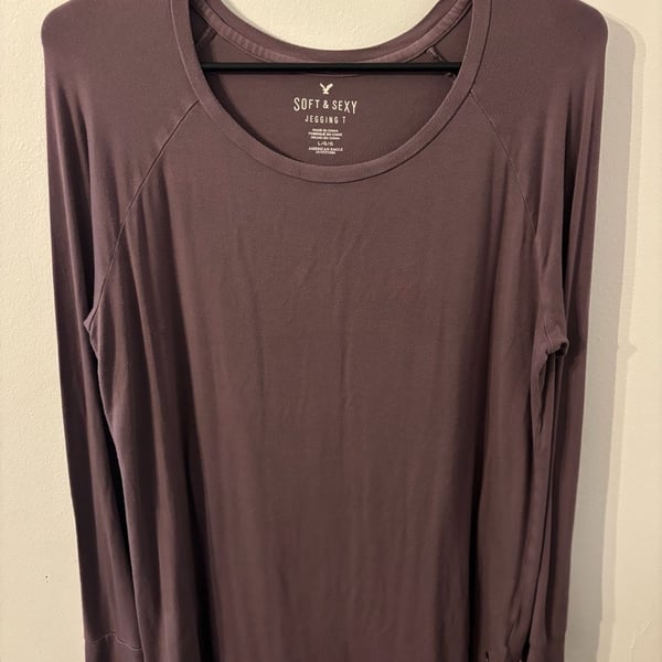 American Eagle Outfitters Soft & Sexy Jegging T Size L Purple Long Sleeve