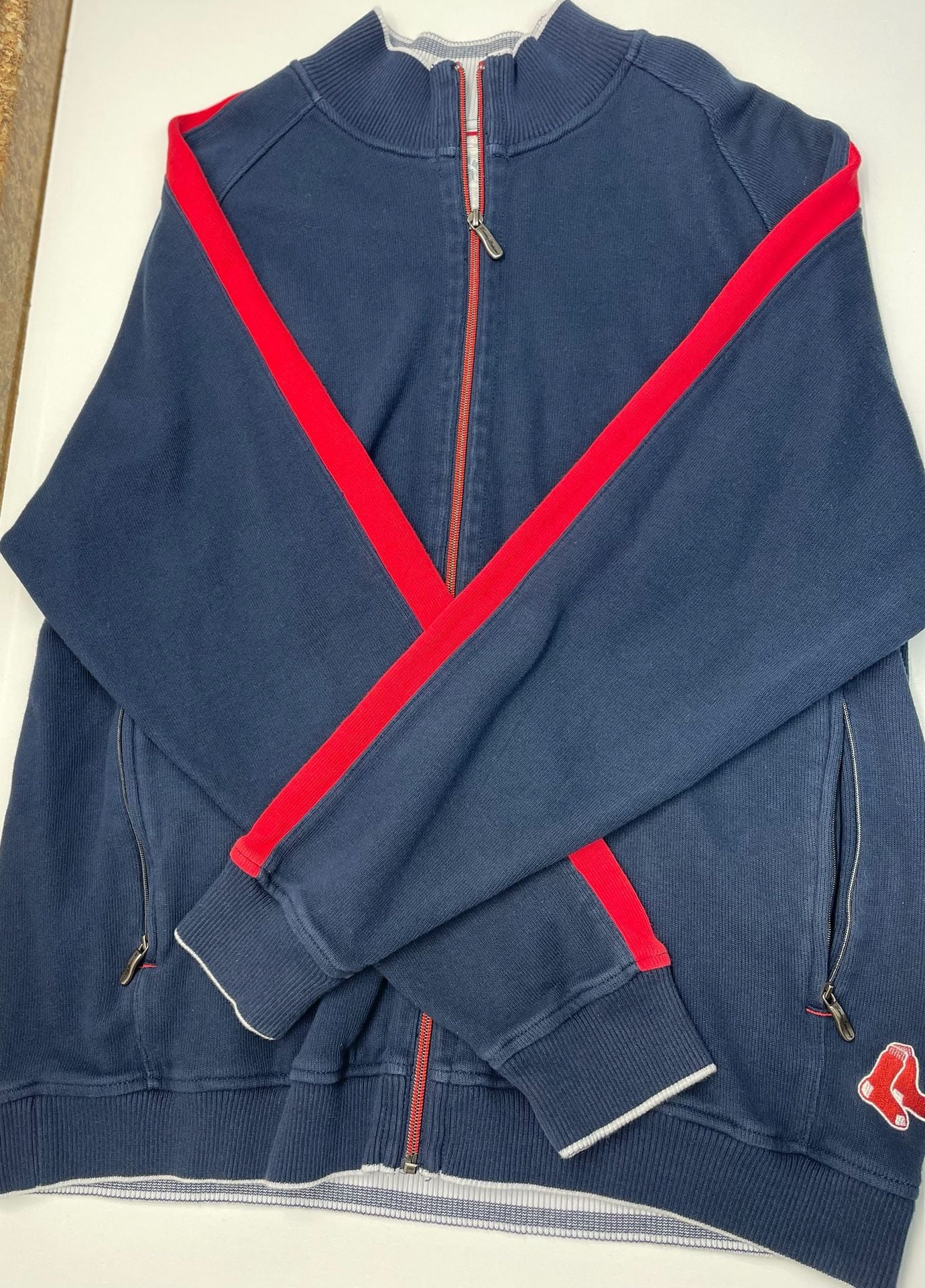 Tommy Bahama Boston Red Sox Full Zip Sweater Jacket Size XL Blue Red MLB 4