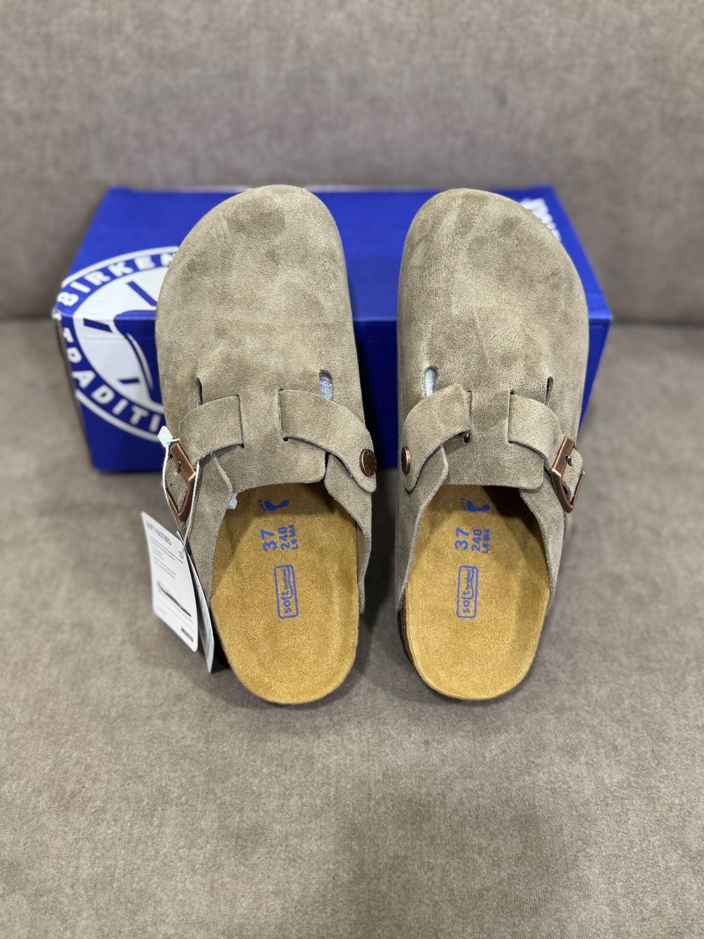 Birkenstock Boston Suede Clogs Size 41 Taupe Soft Footbed 5