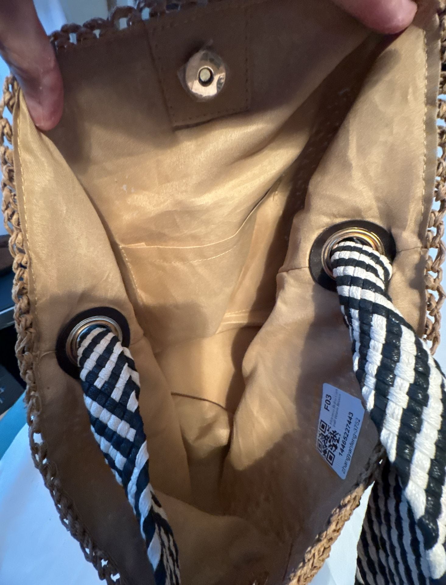 Malibu Raffia Shoulder Bag Woven Straw Hobo Handbag Black White Strap 4
