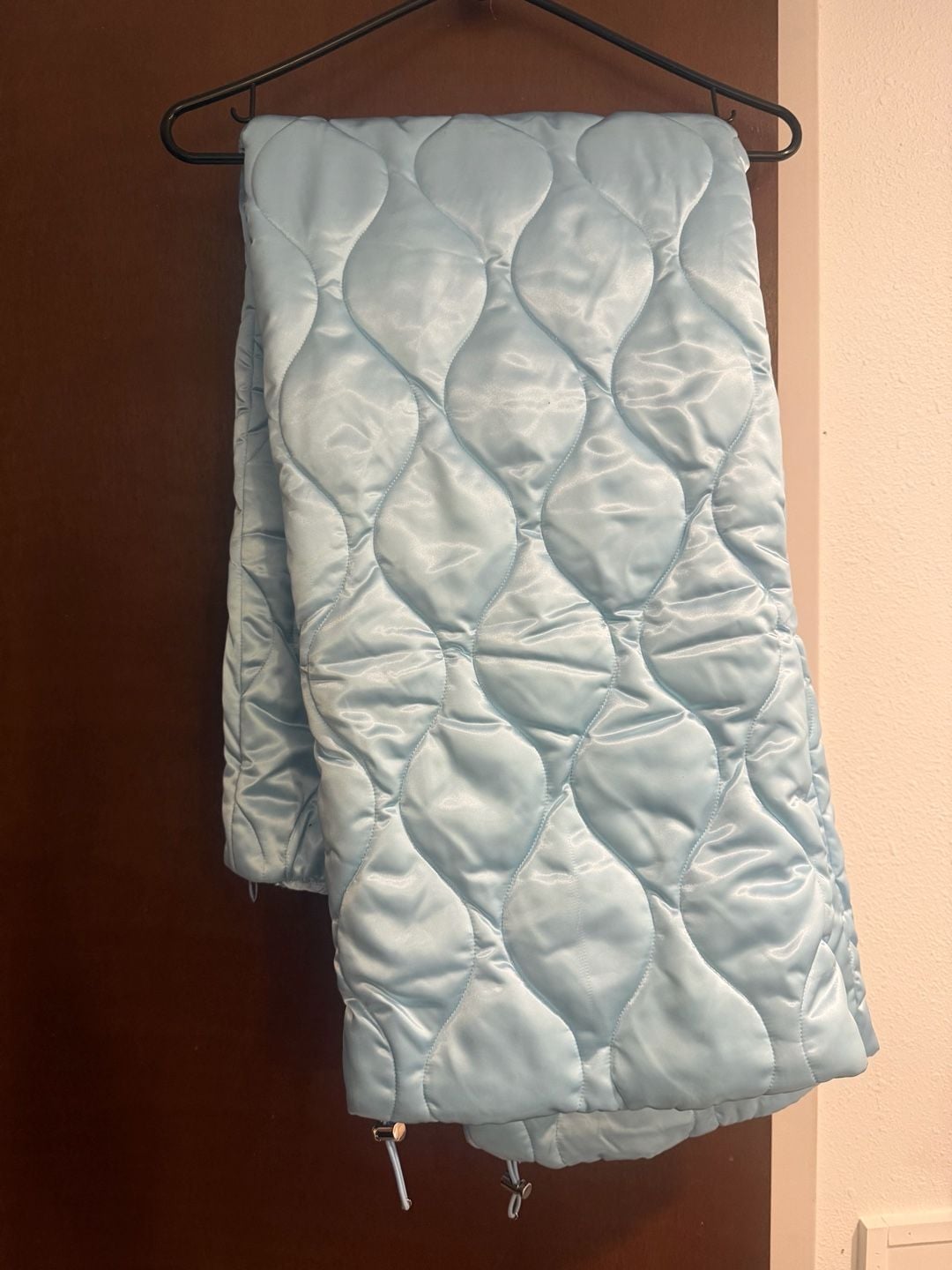Miu Miu Quilted Trousers Size 38 Light Blue Satin 4